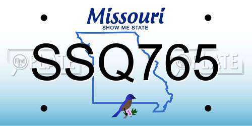 SSQ765 Missouri License Plate