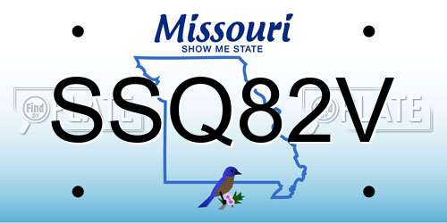 SSQ82V Missouri License Plate