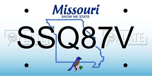 SSQ87V Missouri License Plate