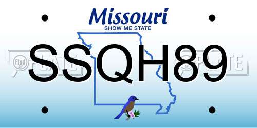 SSQH89 Missouri License Plate