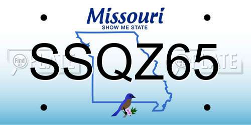 SSQZ65 Missouri License Plate