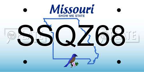 SSQZ68 Missouri License Plate