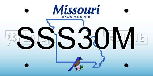 SSS30M Missouri License Plate