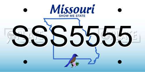 SSS5555 Missouri License Plate
