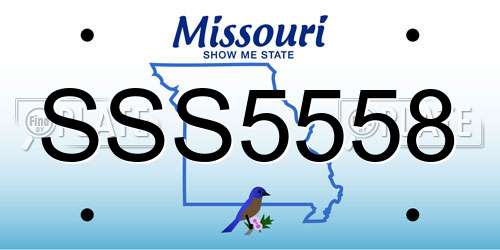 SSS5558 Missouri License Plate
