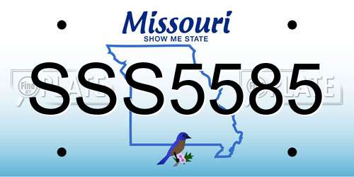 SSS5585 Missouri License Plate