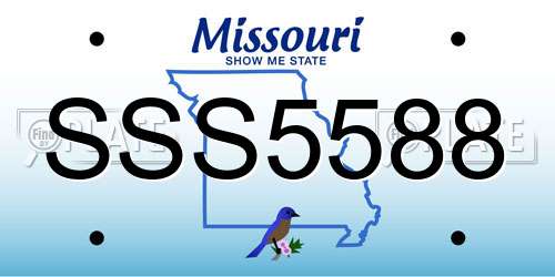 SSS5588 Missouri License Plate
