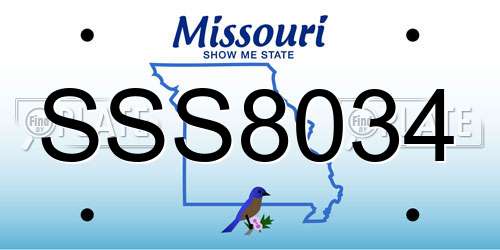 SSS8034 Missouri License Plate