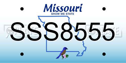 SSS8555 Missouri License Plate