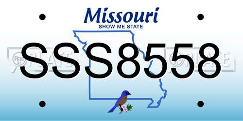 SSS8558 Missouri License Plate