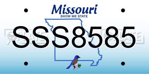 SSS8585 Missouri License Plate