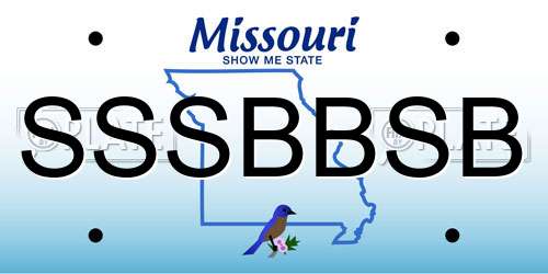 SSSBBSB Missouri License Plate