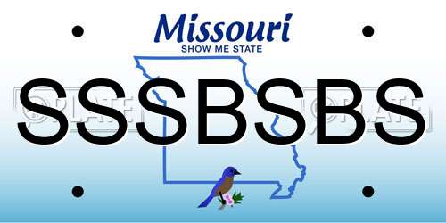 SSSBSBS Missouri License Plate