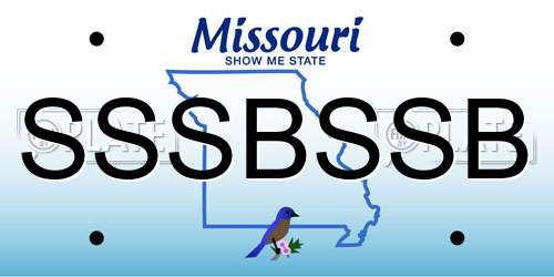 SSSBSSB Missouri License Plate