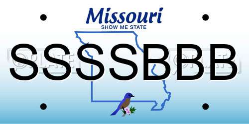 SSSSBBB Missouri License Plate