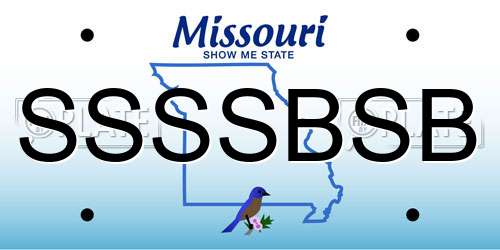 SSSSBSB Missouri License Plate
