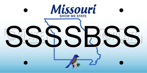 SSSSBSS Missouri License Plate
