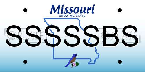 SSSSSBS Missouri License Plate
