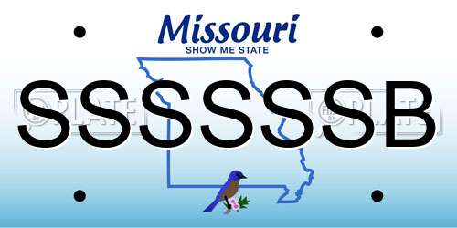 SSSSSSB Missouri License Plate
