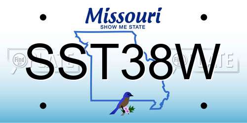 SST38W Missouri License Plate