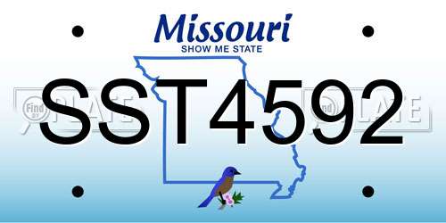 SST4592 Missouri License Plate