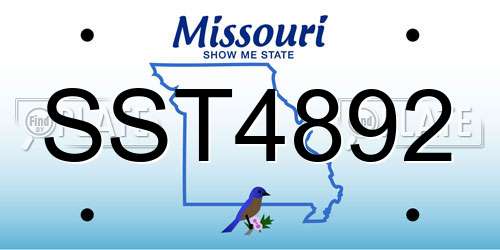 SST4892 Missouri License Plate