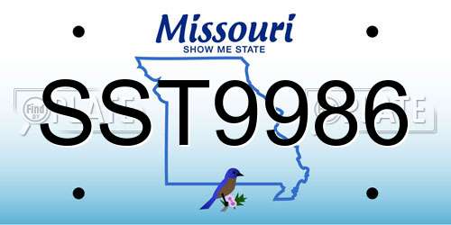 SST9986 Missouri License Plate