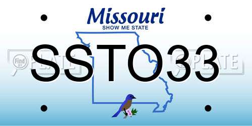 SSTO33 Missouri License Plate