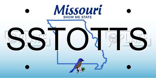 SSTOTTS Missouri License Plate