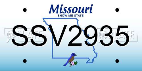 SSV2935 Missouri License Plate