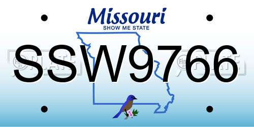 SSW9766 Missouri License Plate