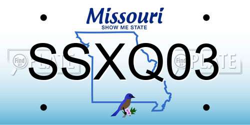 SSXQ03 Missouri License Plate