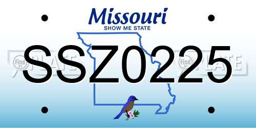 SSZ0225 Missouri License Plate
