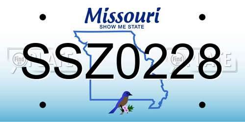 SSZ0228 Missouri License Plate