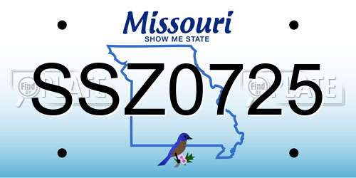 SSZ0725 Missouri License Plate