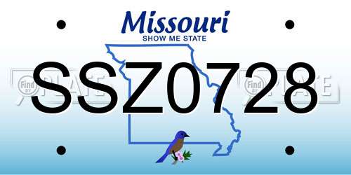 SSZ0728 Missouri License Plate