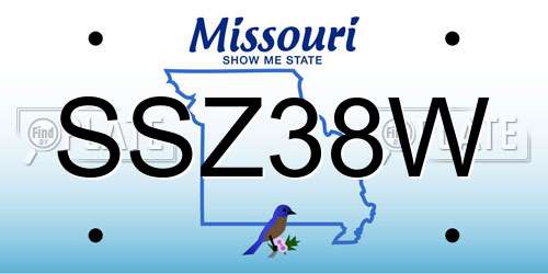 SSZ38W Missouri License Plate