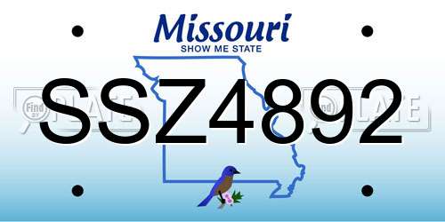 SSZ4892 Missouri License Plate
