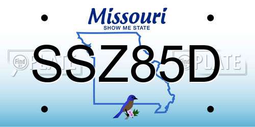 SSZ85D Missouri License Plate