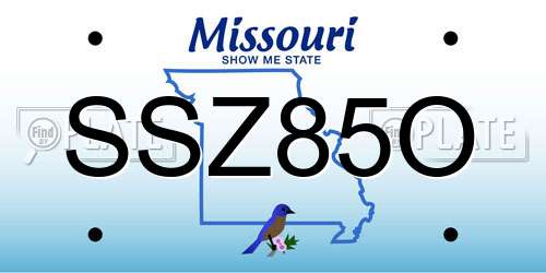 SSZ85O Missouri License Plate