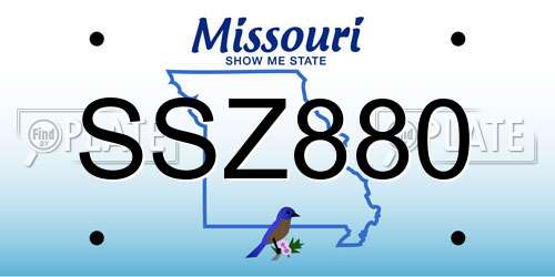 SSZ880 Missouri License Plate