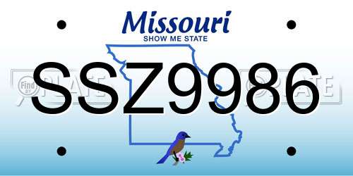 SSZ9986 Missouri License Plate