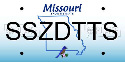 SSZDTTS Missouri License Plate