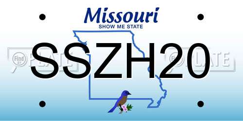 SSZH20 Missouri License Plate