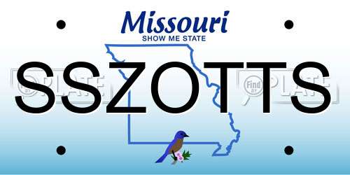 SSZOTTS Missouri License Plate
