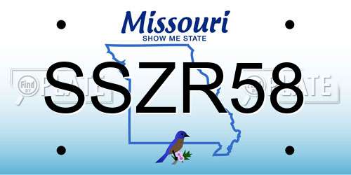 SSZR58 Missouri License Plate