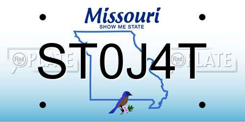 ST0J4T Missouri License Plate