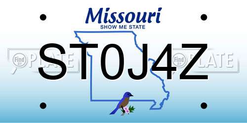 ST0J4Z Missouri License Plate