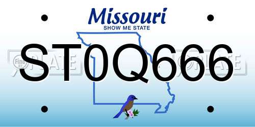 ST0Q666 Missouri License Plate