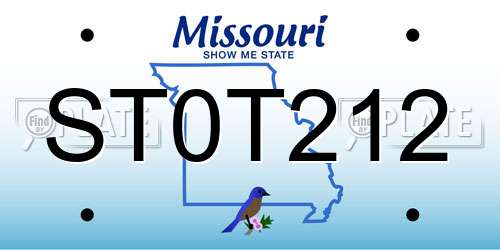 ST0T212 Missouri License Plate